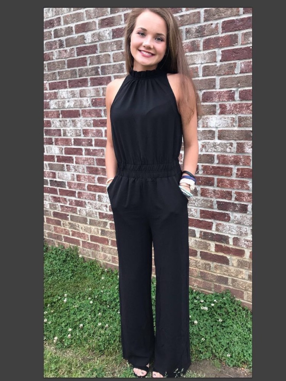 eesome Black Halter-Style Wide-Leg Jumpsuit